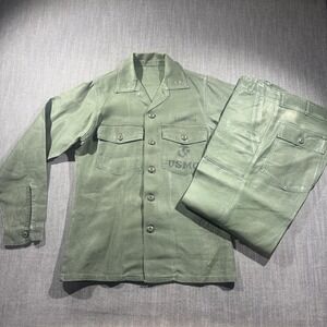Vintage USMC Shirt Pants Mens 30 Green OG107 Jungle Fatigue Poplin Vietnam